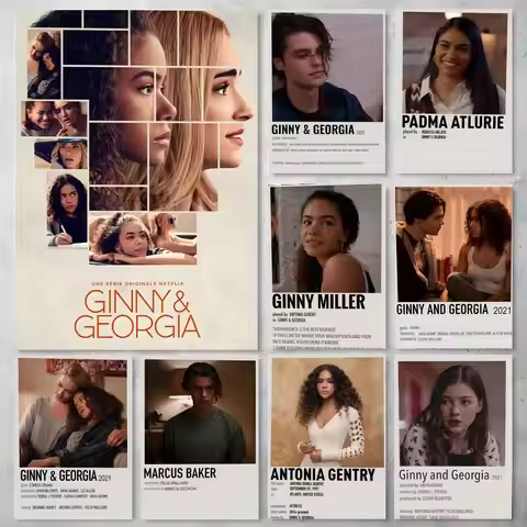 TV Series Ginny & Georgia Poster Self-adhesive Art Waterproof Paper Sticker Coffee House Bar Room Wa