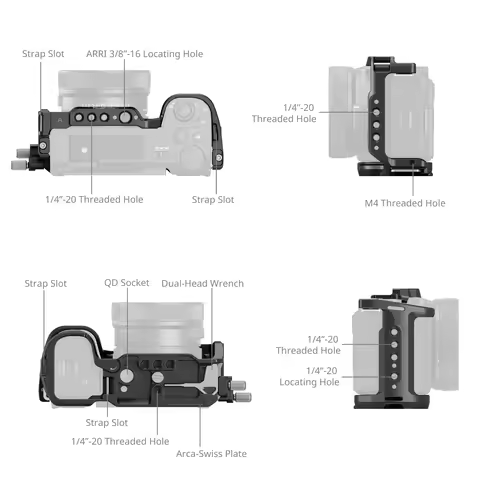 Smallrig HawkLock Quick Release Cage Kit for Sony ZV-E10 II L-Shape Mount Plate with Wooden Handle B