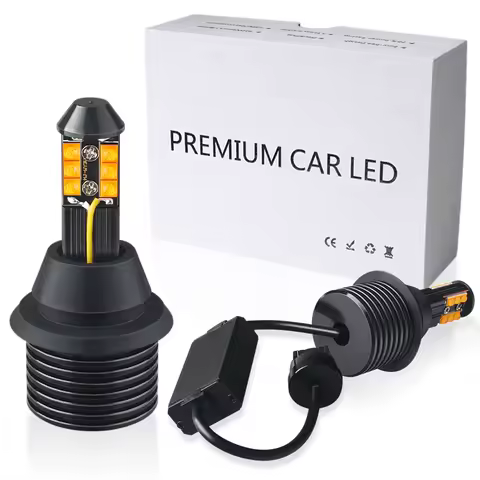 2pcs Led DRL With Turn Signal 2 in 1 Lights Canbus No Error For Car Two-Color Lamps 1156 BAU15S P21W