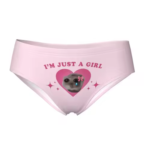 Women's Cute Underwear Brief Sad Hamster Meme Im Just A Girl Merch Soft Ladies Panties Briefs