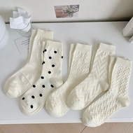 [Real Photo] 100% Cotton socks for women elegant white muse style - QC24-T508 - All Right Quality