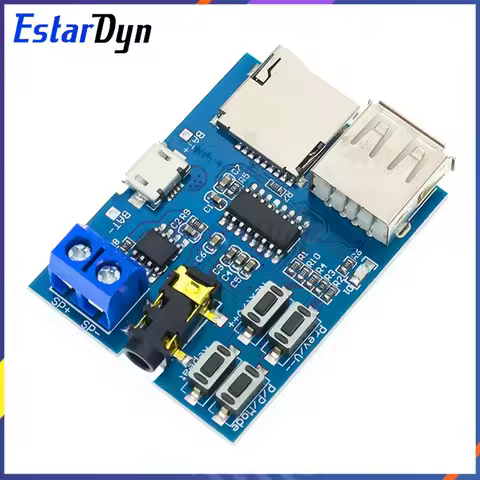 MP3 Decoder Board TF Card U Disk Player Module with 3W Amplifier USB 5V Power Supply for Speaker DIY