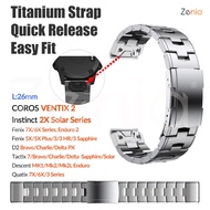 26mm Titanium Alloy Ultralight Material Watch Strap for Garmin Fenix 7X 6X Pro 5X Plus 3 HR Instinct 2X Solar Descent Mk1 Mk2 Mk2i D2 Tactix Bravo Charlie Delta PX COROS VENTIX 2
