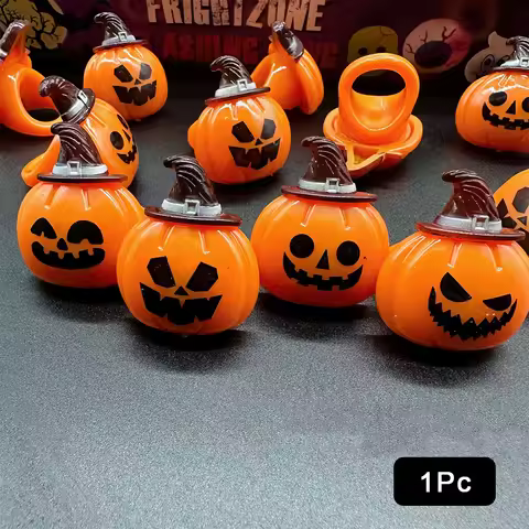 1Pc 4*4*4cm Halloween LED Light Up Rings Horror Pumpkin Ghost Spider Glow Finger Rings for Kids Tric