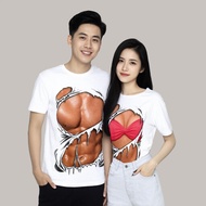 Men's and Women's 6-pack Body Printed T-shirt