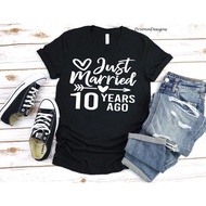 Just Married 10 Years Ago 10th Wedding Anniversary T shirt Bridal Party Wedding
