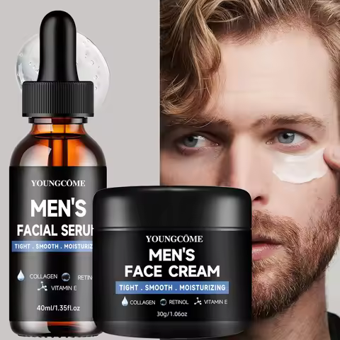 YOUNGCOME Men’s Daily Routine Set with Serum & Moisturizer with Ccollagen, Retinol & Vitamin E for A
