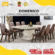 DOMENICO 7ft Classic Trend Marble Dining Set with 8 SEATER / Set Meja Makan Marble 8 kerusi klassik dan elegant