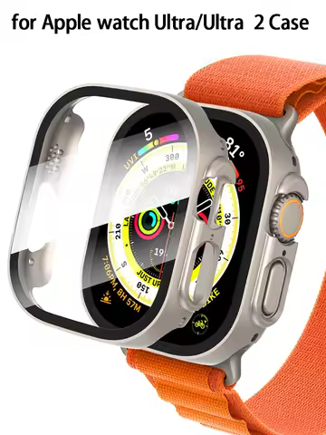 Cover For Apple Watch Ultra 2 Case 49mm Accessories PC Shockproof Bumper+Tempered Glass Screen Prote
