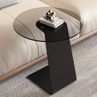 Side Table Tempered Glass Small Coffee Table Minimalist Side Table Bedroom Round Sofa Side Table
