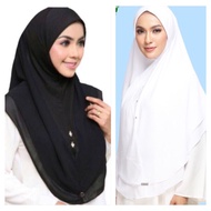 Alfaro Tudung sarung instant chiffon labuh putih hitam black white labuh khimar m l xl xxl