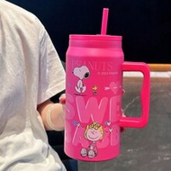 1pc Snoopy Large Capacity Insulated Portable Travel Cold Water Bottle Stainless Steel Coffee Cup Wom