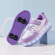 Boys Girls New Products Four-Wheeled Runaway Shoes Sole Laced-Up Wheel Shoes Sliding Flat Hot Wheels