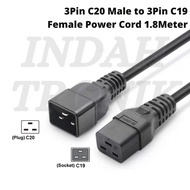 1.8 Meter 16A 3 Pin Male C20 to Female C19 Power Cable Cable Wayar Power Cord - 1.8M