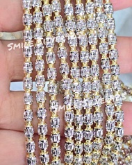 สร้อยคอเงินแท้ 92.5% Italy ชุบทอง 2 กษัตริย์ (WG+G) ลายถังโอ๊คคริสตัล Diamond Cut ขนาด 4 mm.