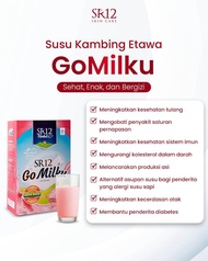 Susu kambing etawa bubuk gomilku go milku SR12 box dan saset original cokelat strawberry. rasa manis