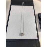 【Best quality】Car 18k white gold LOVE diamond-free double ring necklace light luxury niche design co