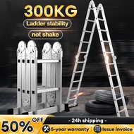 Ladder Foldabl Aluminum Heavy Duty Ladder Foldable Adjustable Thickened 12/16/20FT Multi Purpose