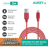 Aukey CB-AM2 High Nylon Micro USB Cable 2 meters - Red