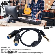 PAPERNOTE 6.35mm TRS to 2 XLR Y Splitter Cable, Stereo Audio 0.5m / 1.6ft Dual XLR Female to 1/4in M