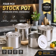 Stainless Steel Cooking Pot Set 4pcs 23cm 25cm 27cm 29cm with Handle for Kitchen Use Durable Periuk 