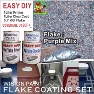 PURPLE MIX COLOUR FLAKE COATING ( 1 SET ) Epoxy Colour Flake Coating ( 1L WP PRIMER COTE / 1L WP CLEAR COTE / 0.7 KG FLAKE )