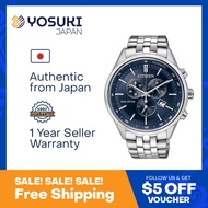 CITIZEN Solar AT2140-55L Eco Drive Chronograph Tachymeter Date Navy Silver Stainless  Wrist Watch For Men from YOSUKI JAPAN / AT2140-55L (  AT2140 55L AT214055L AT21 AT2140- AT2140-5 AT2140 5 AT21405 )