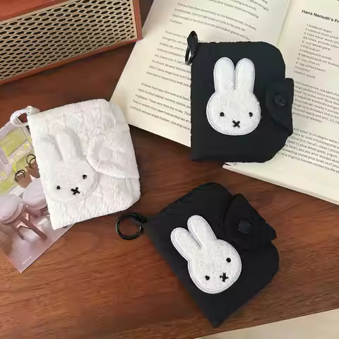 Miffy Folded wallet Cartoon Miffy Wallet ID Card Bag Storage Bag Headphone bag ID Bag Portable Chang
