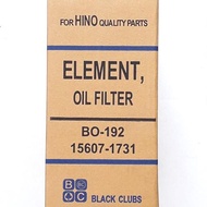 Black Clubs BO-192 กรองน้ำมันเครื่อง รถบรรทุก HINO ฮีโน่ สิงห์ไฮเทค , HO7D 195 ( 15607-1731 )