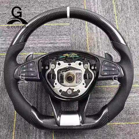 Matte Black Carbon Fiber Steering Wheel For Mercedes AMG A45 C43 C46 C63 E63 S63 W205 W213 W222 C300