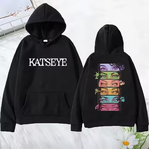 Korean Girl Group KATSEYE Graphics Hoodie Men Women's Manga Style Vintage Fashion Streetwear Long Sl