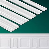 Coengwui Peel and Stick Wall Molding, Chair Rail Wainscoting Panel, Finish Trim for Home Decoration (Paintable White, 9.8ft x 1.1in)