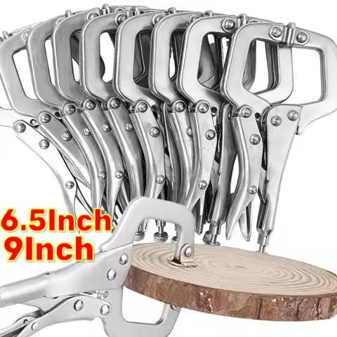 6.5/9inch Heavy Duty Locking Pliers Steel C Clamp Pliers Adjustable Welding Clamp Clip Wood Locator 