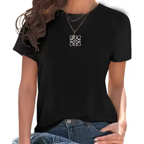Women's Summer T-Shirt Alphabet Flower Shirt Fashion Printed Pattern T-Shirt Brand High Quality Shor