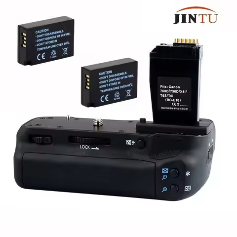 JINTU Camera Battery Grip for Canon EOS 750D 760D +2x LPE17 Kit Rebel T6i T6s X8i 8000D DSLR Camera 