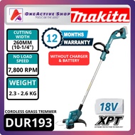 MAKITA 18V DUR193Z CORDLESS GRASS TRIMMER 280W | 260MM (10-1/4") | DUR181 | COMBO WITH 3.0AH BATTERY