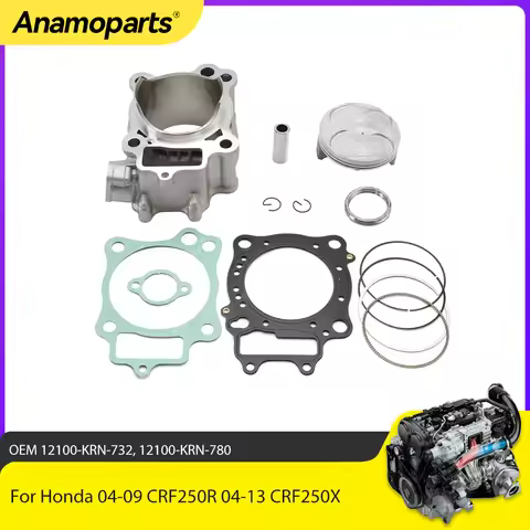 Motor Parts 78mm Cylinder Piston Top End Rebuild Kit for Honda 04-09 CRF250R 04-13 CRF250X 12100-KRN