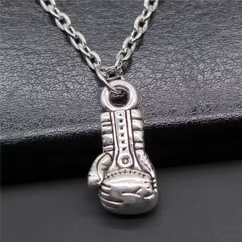 Fashion Antique Silver Color 22x10x6mm Boxing Gloves Charms Pendant Necklace For Women Lady Girl Jew