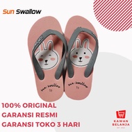 Sandal Jepit Karet Anak Laki-Laki Perempuan Sun Swallow Animal Kids Biru Kuning Pink Hijau Ukuran 7.