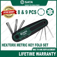 SATA Metric Hex/Torx Folding Hex Key Torx Key Set Kunci Hex Lipat Torx Lipat Sata Tools Folding Key