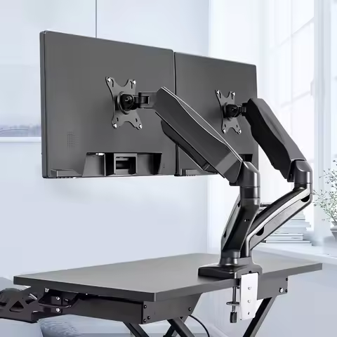 Dual Monitor Stand Full Adjustable Monitor Arm Desk Mount Swivel Bracket with C Clamp for 13-32 Inch
