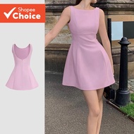 B131-3-Simple Solid Color Backless Vest Dress-DRB131P1D782  B131-3-Pakaian Dress Tanktop Belakang Te