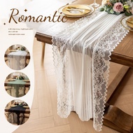 45*210cm French Lace Table Flag Hollow Tassel Table Flag Romantic Placemat Tablecloth Home Decor