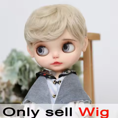 9-10 inch Blyth Qbaby Amydoll Wig Short Curly Blonde Hair