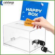 [READY STOCK] Glass Containers Ballot Box Mailbox with Lock Lottery Card Trading Holder Tip Jar Busi
