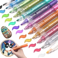 ZSCM 12 Colors Acrylic Marker Pens Manga Pens Art Painting Calligraphy Sketch Multi-material Painting Achieved Paints Can Adhere to Various Materials Stationery