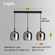 Glass Pendant Light 1/3 Head Lights LED 3 Colors Hanging Lamp For Dining Room Bedroom Modern Indoor
