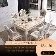 superior productsEuropean-Style Marble Rectangular Dining Table and Chairs Set French Table Small Household-Shaped Dinin