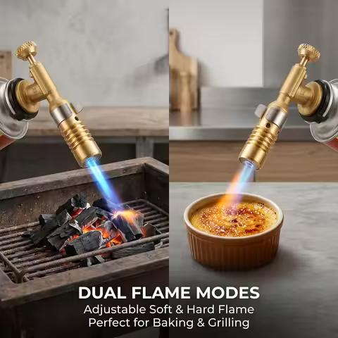 Butane Torch Windproof Metal Kitchen Blow Torch for Baking BBQ Picnic Outdoor Manual Searing Flame G