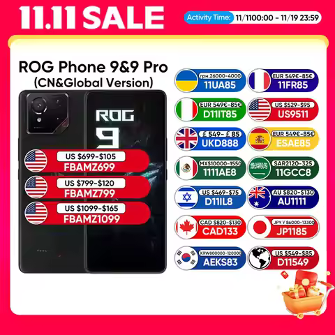 ROG Phone 9 & 9 Pro 5G Gaming Phone Snapdragon 8 Elite 6.78'' 185Hz E-Sports LTPO Display 50MP LYT 7